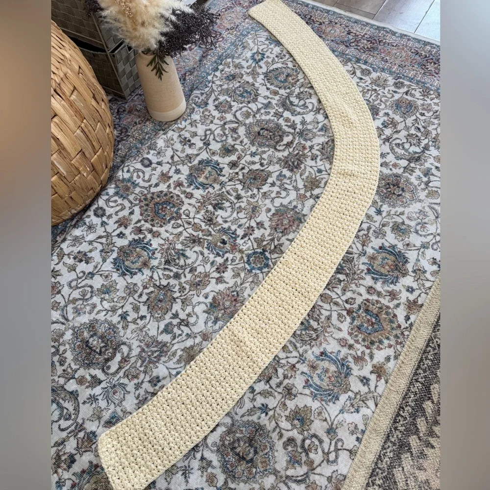 Vintage Handmade Cream Crochet Long Knit Scarf 71-73” Long Gift Wrapped